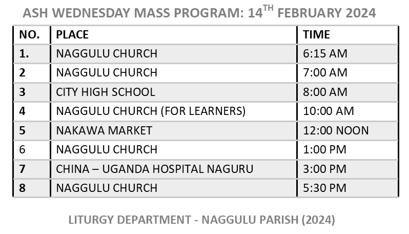 ASH WEDNESDAY MASS PROGRAM 2024