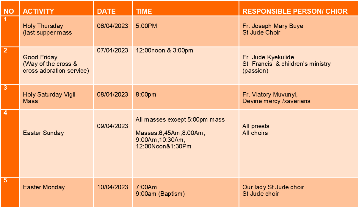 HOLLY WEEK PROGRAMME